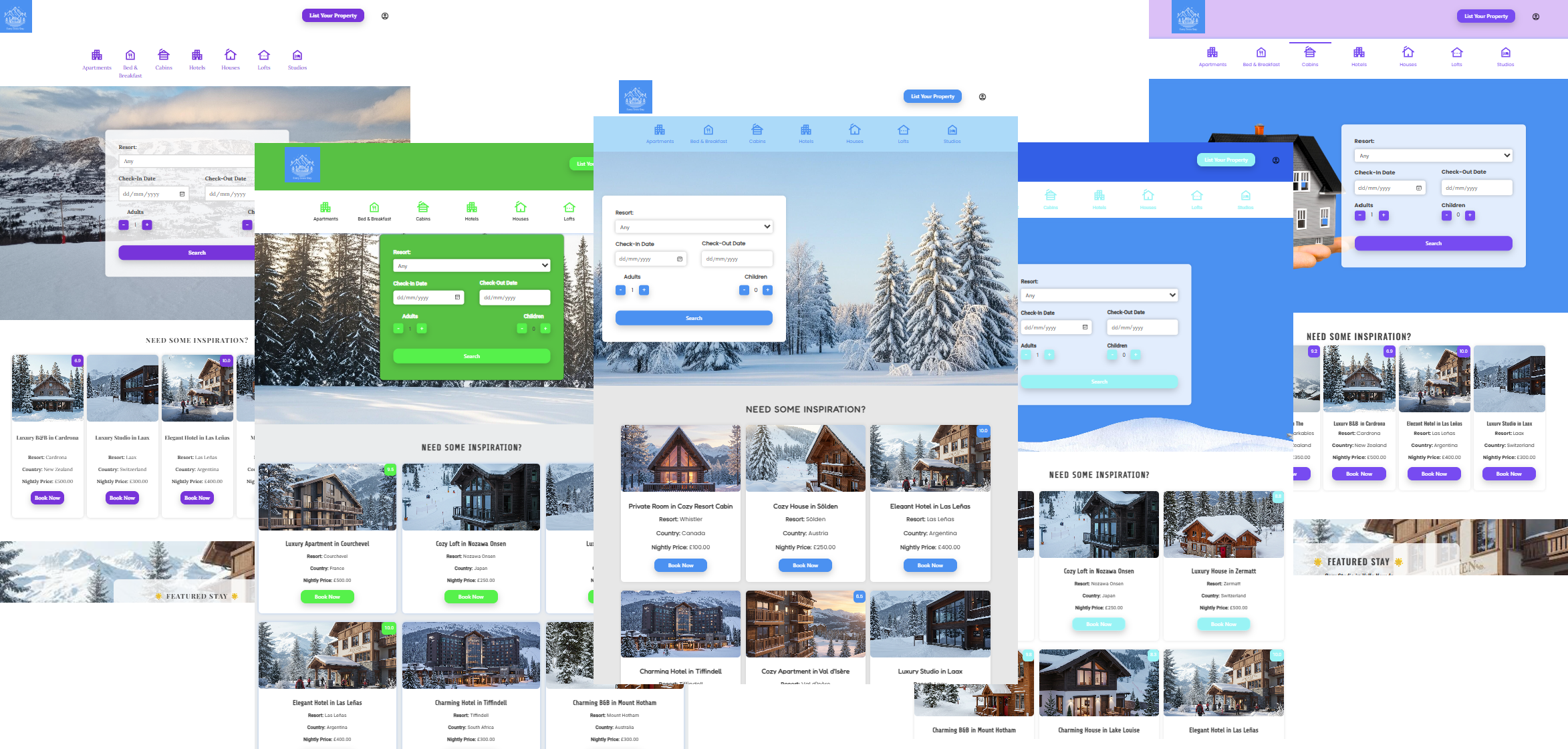 Theme options for applying different design styles to your holiday rental website
